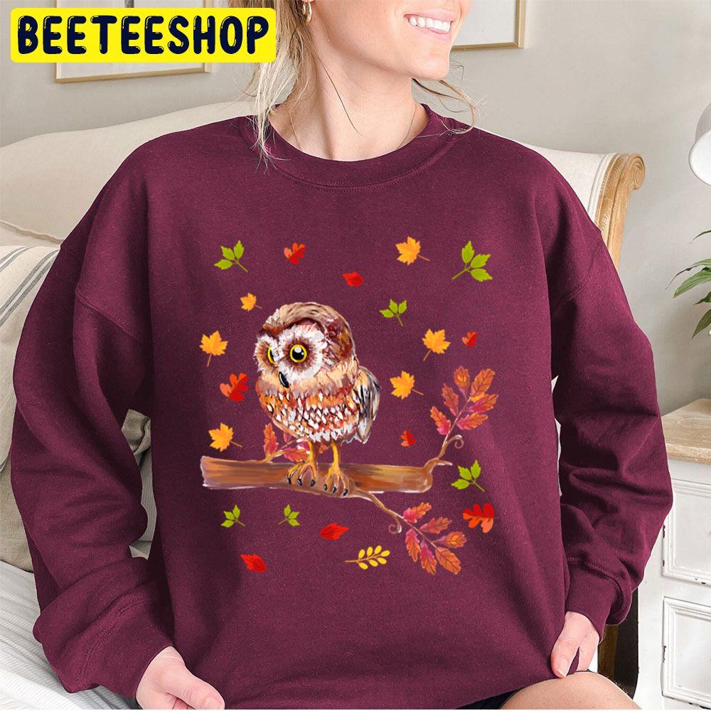 Fall Leaves Owl Lover Thanksgiving Trending Unisex Sweatshirt Fall Leaves Owl Lover Thanksgiving Trending Unisex Sweatshirt