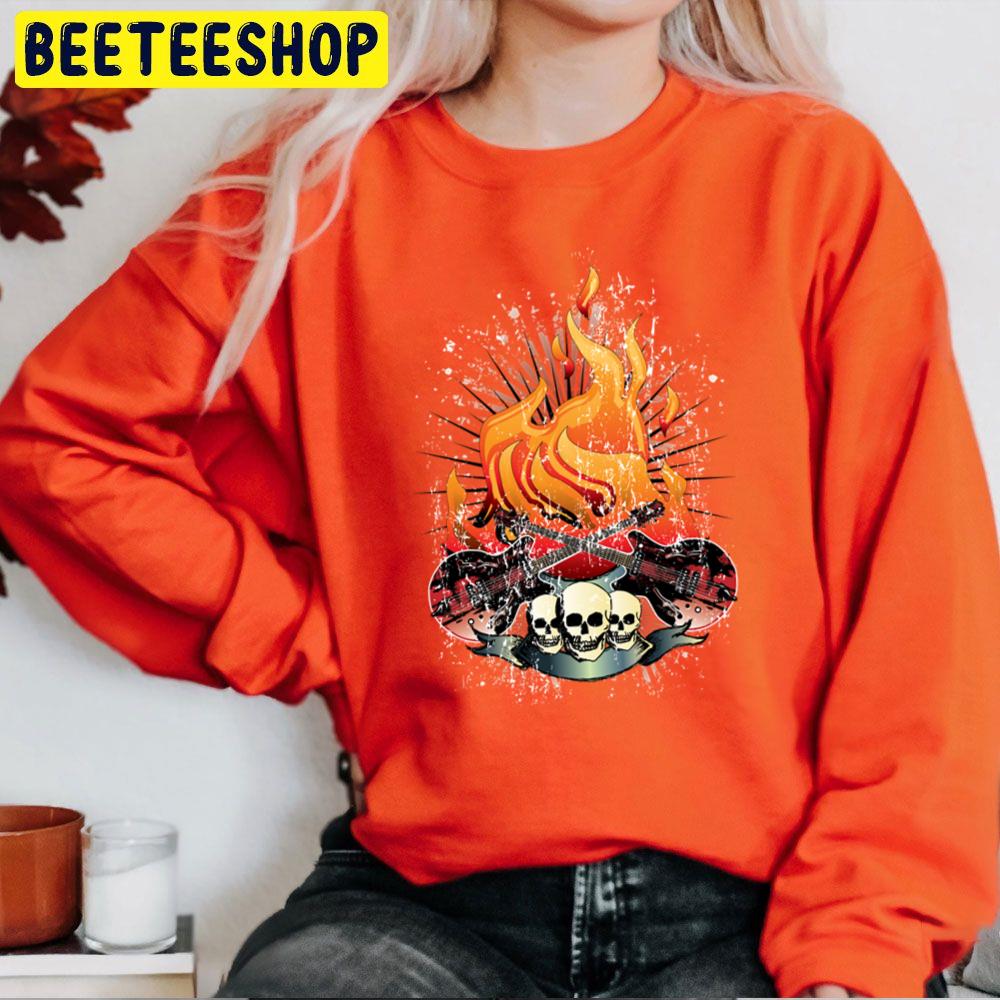 Fire Guitar Anf Skull Art Trending Unisex Sweatshirt Fire Guitar Anf Skull Art Trending Unisex Sweatshirt