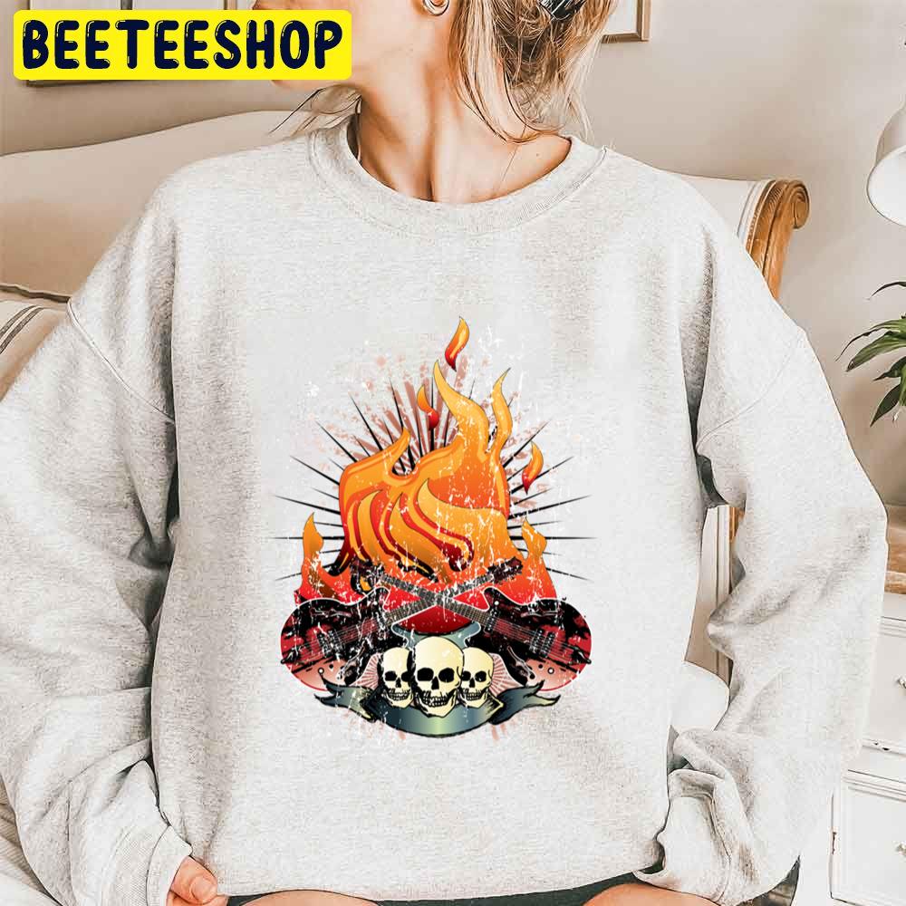 Fire Guitar Anf Skull Art Trending Unisex Sweatshirt Fire Guitar Anf Skull Art Trending Unisex Sweatshirt