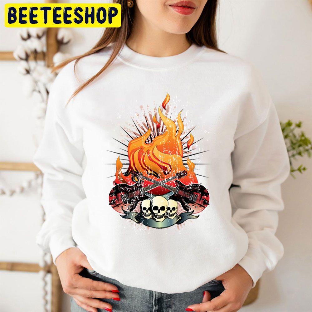Fire Guitar Anf Skull Art Trending Unisex Sweatshirt Fire Guitar Anf Skull Art Trending Unisex Sweatshirt