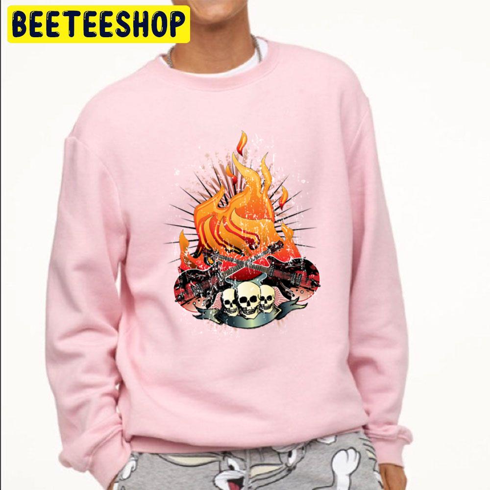 Fire Guitar Anf Skull Art Trending Unisex Sweatshirt Fire Guitar Anf Skull Art Trending Unisex Sweatshirt