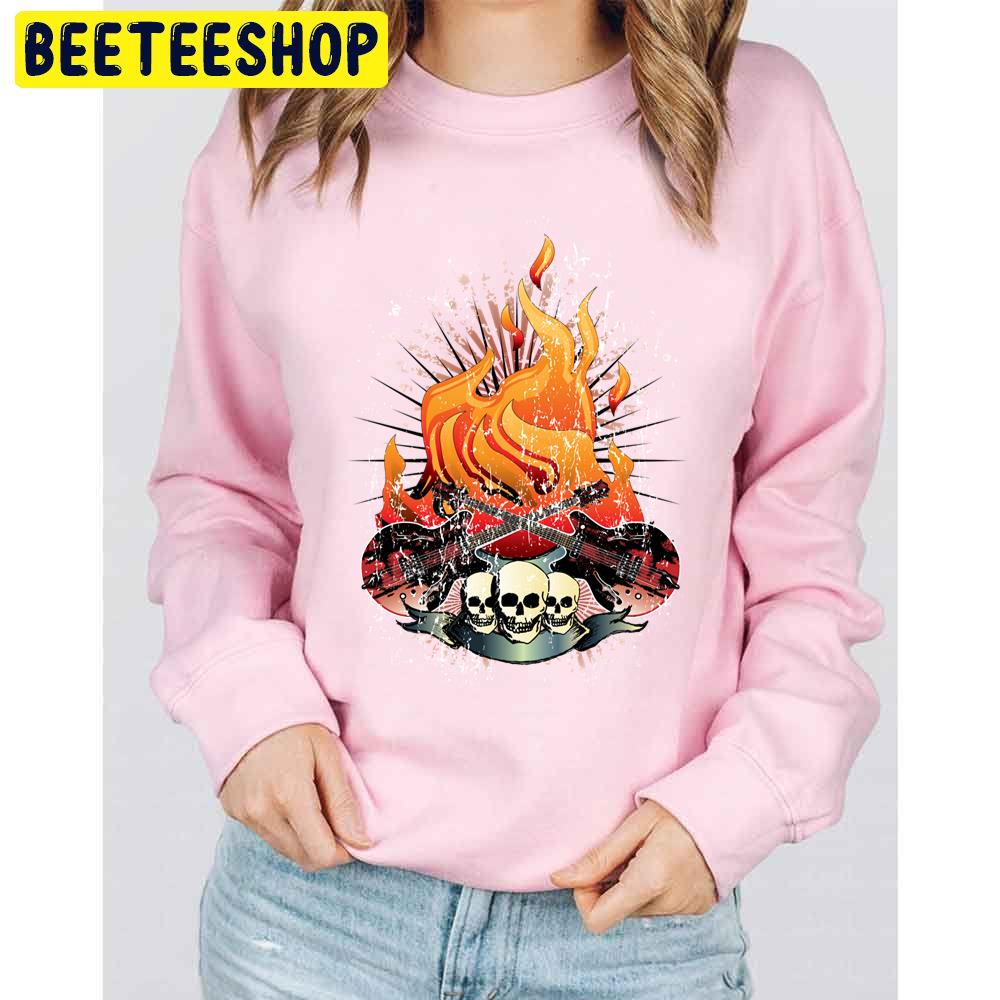 Fire Guitar Anf Skull Art Trending Unisex Sweatshirt Fire Guitar Anf Skull Art Trending Unisex Sweatshirt