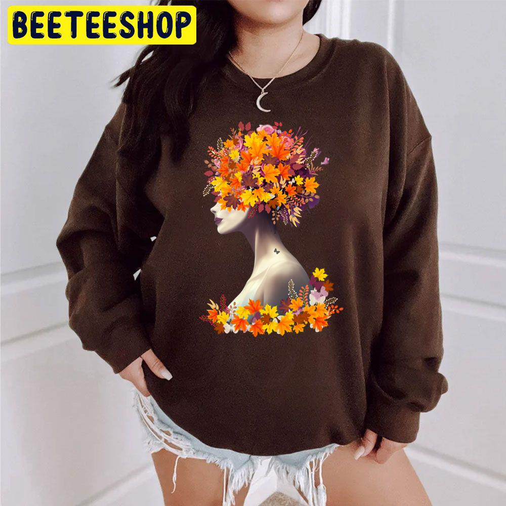 Floral Lady Cute Girl With Autumn Leaves Trending Unisex Sweatshirt Floral Lady Cute Girl With Autumn Leaves Trending Unisex Sweatshirt