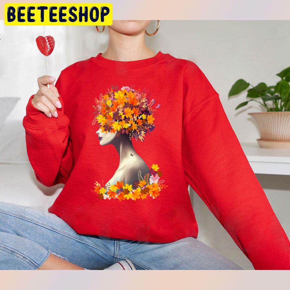 Floral Lady Cute Girl With Autumn Leaves Trending Unisex Sweatshirt Floral Lady Cute Girl With Autumn Leaves Trending Unisex Sweatshirt