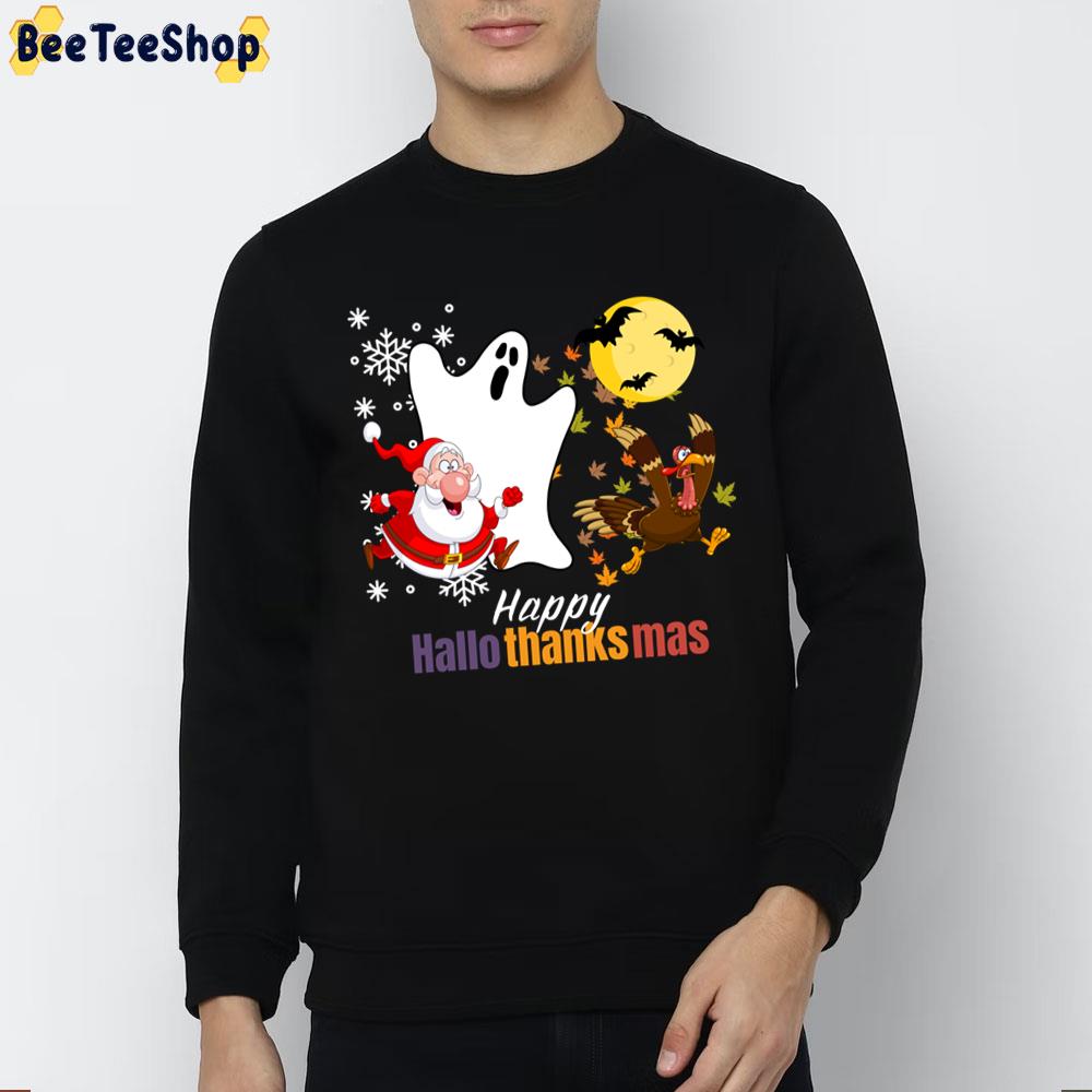 Funny Boo Santa And Turkey Happy Hallothanksmas Trending Unisex Sweatshirt Funny Boo Santa And Turkey Happy Hallothanksmas Trending Unisex Sweatshirt