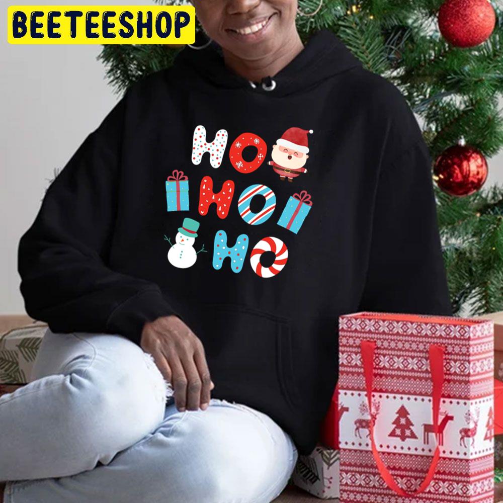 Funny Ho Ho Ho Santa And Snowman Christmas Trending Unisex Hoodie Funny Ho Ho Ho Santa And Snowman Christmas Trending Unisex Hoodie