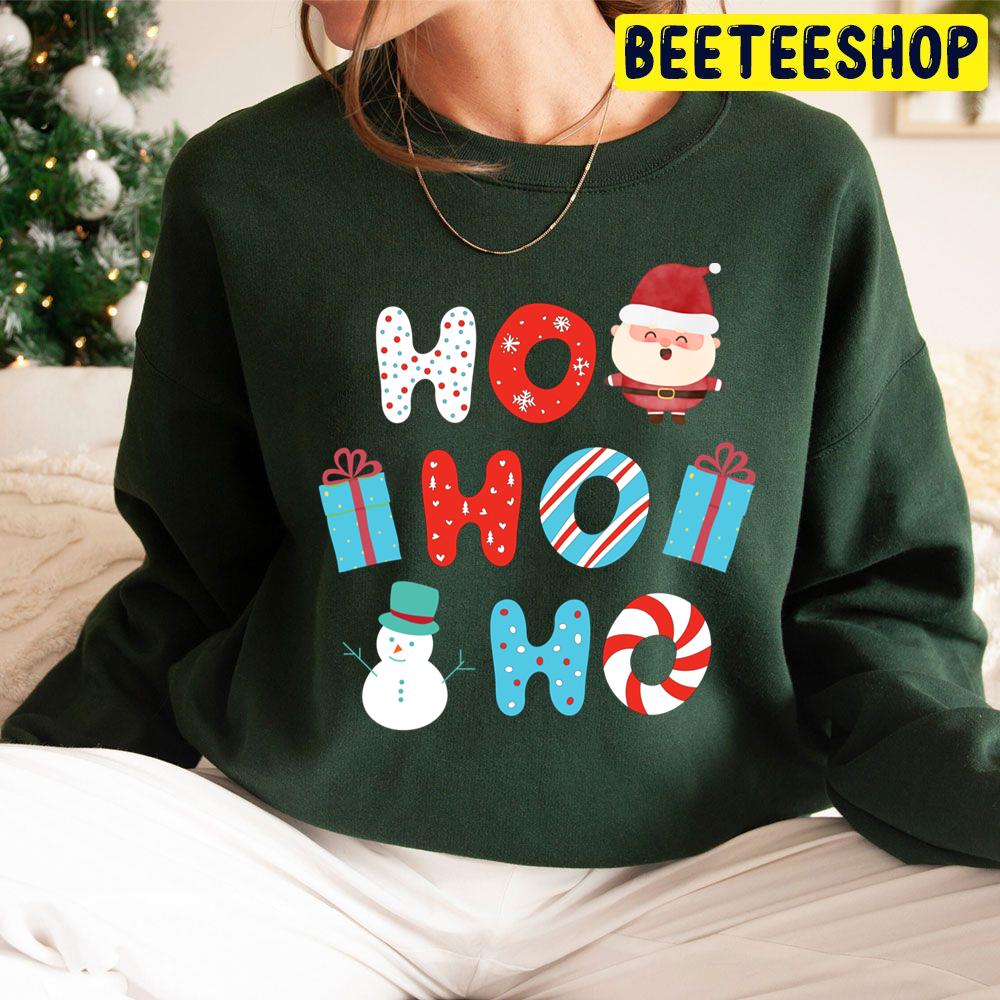 Funny Ho Ho Ho Santa And Snowman Christmas Trending Unisex Hoodie Funny Ho Ho Ho Santa And Snowman Christmas Trending Unisex Hoodie