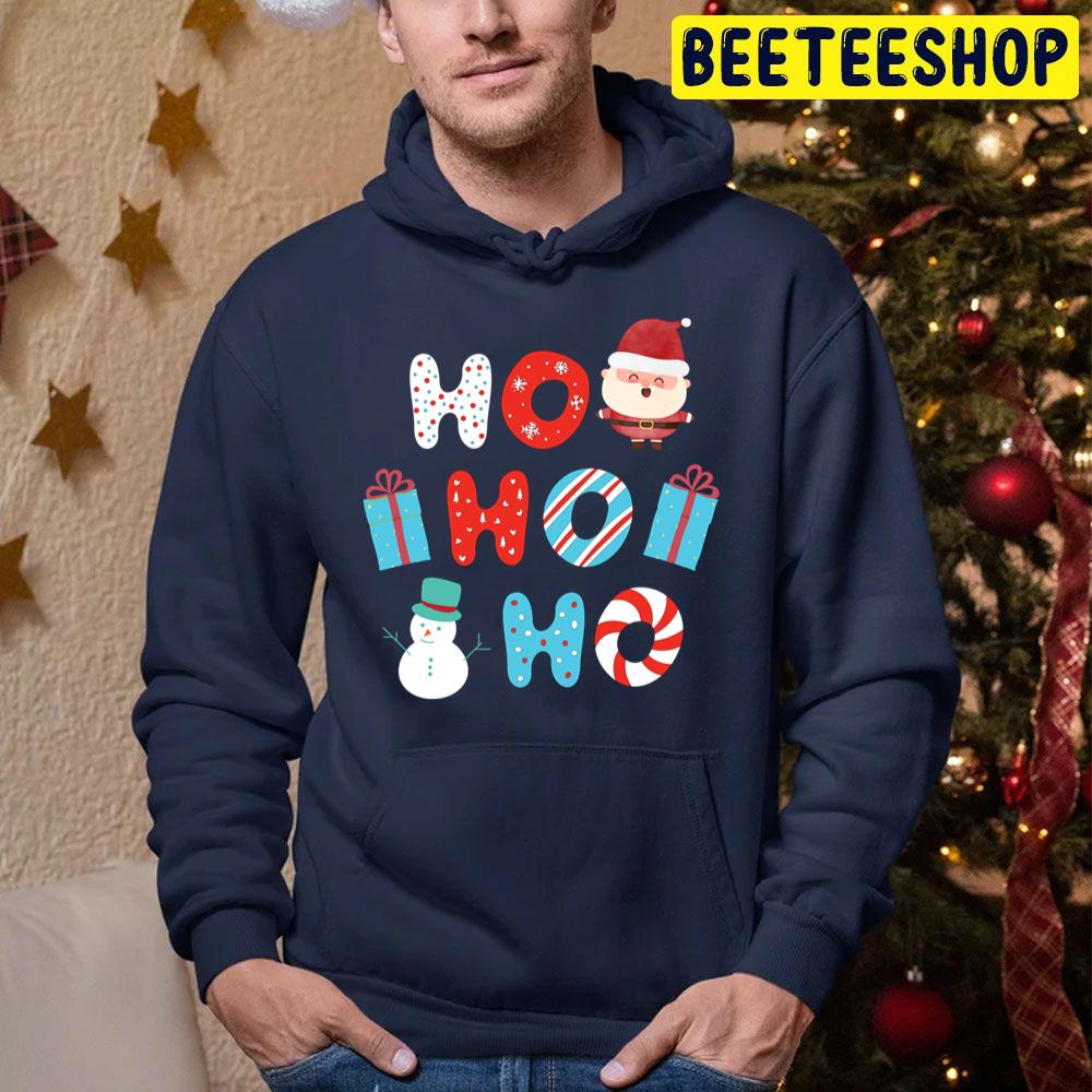 Funny Ho Ho Ho Santa And Snowman Christmas Trending Unisex Hoodie Funny Ho Ho Ho Santa And Snowman Christmas Trending Unisex Hoodie