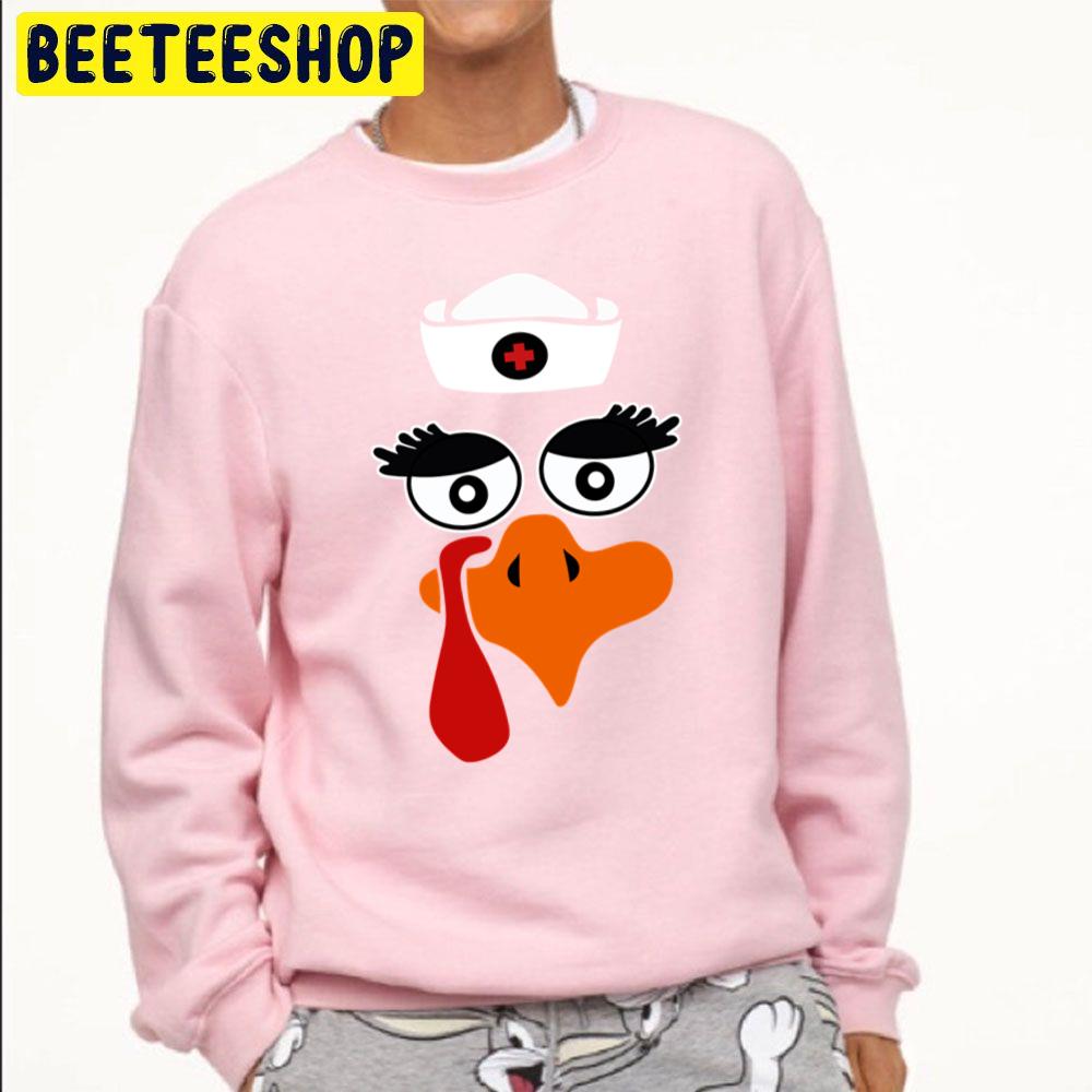 Funny Thanksgiving Nurse Turkey Cartoon Trending Unisex Sweatshirt Funny Thanksgiving Nurse Turkey Cartoon Trending Unisex Sweatshirt