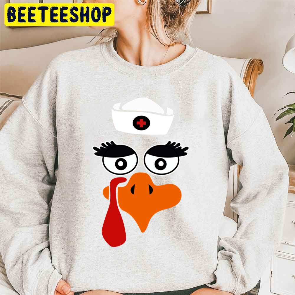 Funny Thanksgiving Nurse Turkey Cartoon Trending Unisex Sweatshirt Funny Thanksgiving Nurse Turkey Cartoon Trending Unisex Sweatshirt