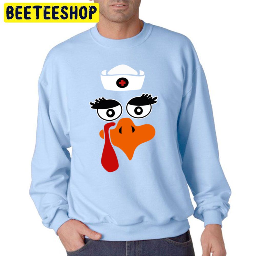 Funny Thanksgiving Nurse Turkey Cartoon Trending Unisex Sweatshirt Funny Thanksgiving Nurse Turkey Cartoon Trending Unisex Sweatshirt