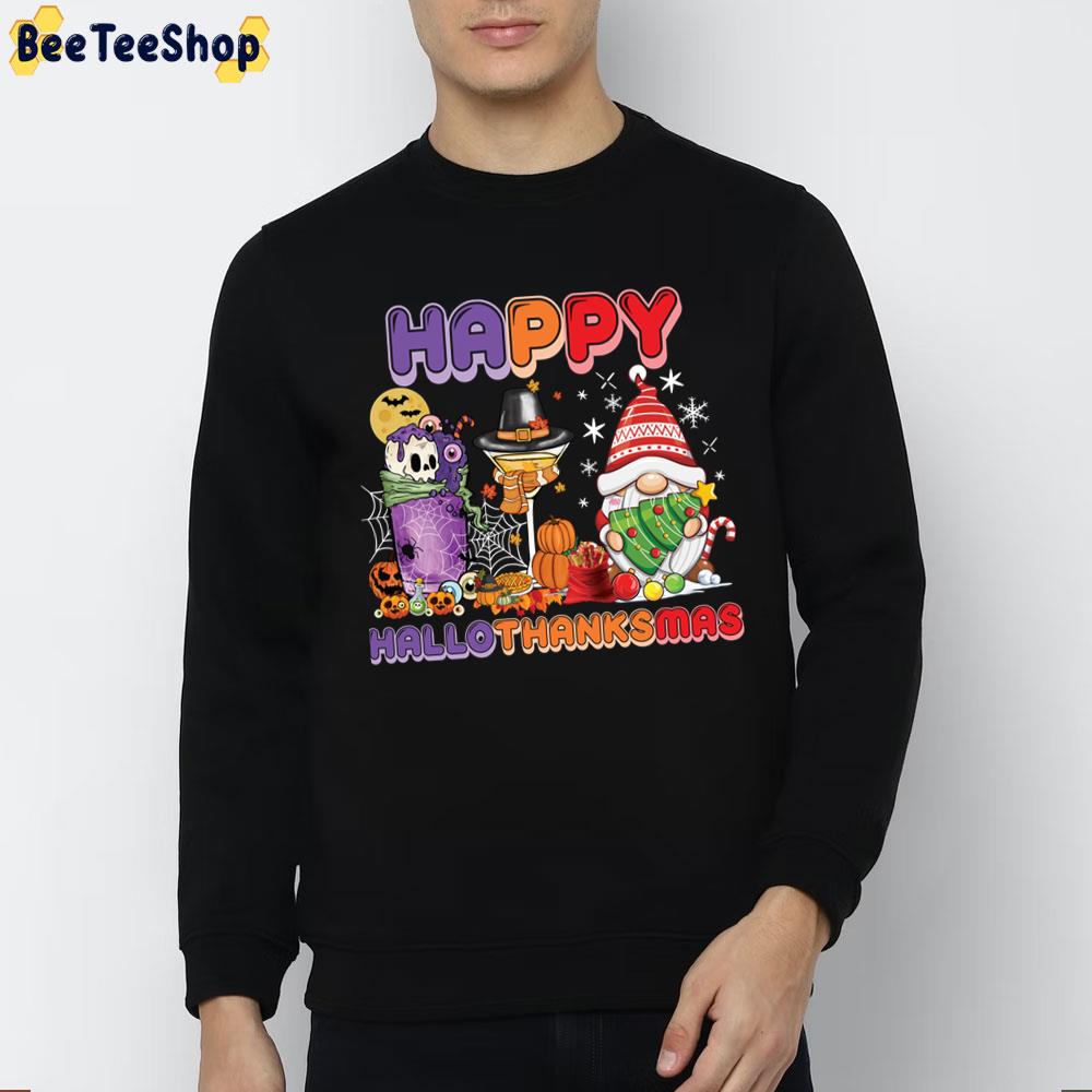 Gnomes Wine Coffee Happy Hallothanksmas Trending Unisex Sweatshirt Gnomes Wine Coffee Happy Hallothanksmas Trending Unisex Sweatshirt