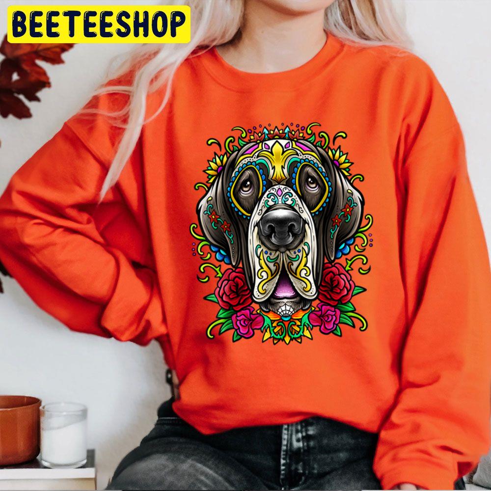 Great Dane Dog Tattoo Day Of The Dead Floral Mexican Art Trending Unisex Sweatshirt Great Dane Dog Tattoo Day Of The Dead Floral Mexican Art Trending Unisex Sweatshirt
