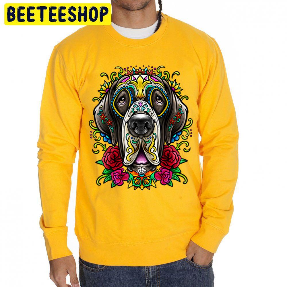 Great Dane Dog Tattoo Day Of The Dead Floral Mexican Art Trending Unisex Sweatshirt Great Dane Dog Tattoo Day Of The Dead Floral Mexican Art Trending Unisex Sweatshirt