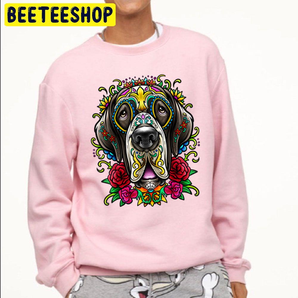 Great Dane Dog Tattoo Day Of The Dead Floral Mexican Art Trending Unisex Sweatshirt Great Dane Dog Tattoo Day Of The Dead Floral Mexican Art Trending Unisex Sweatshirt