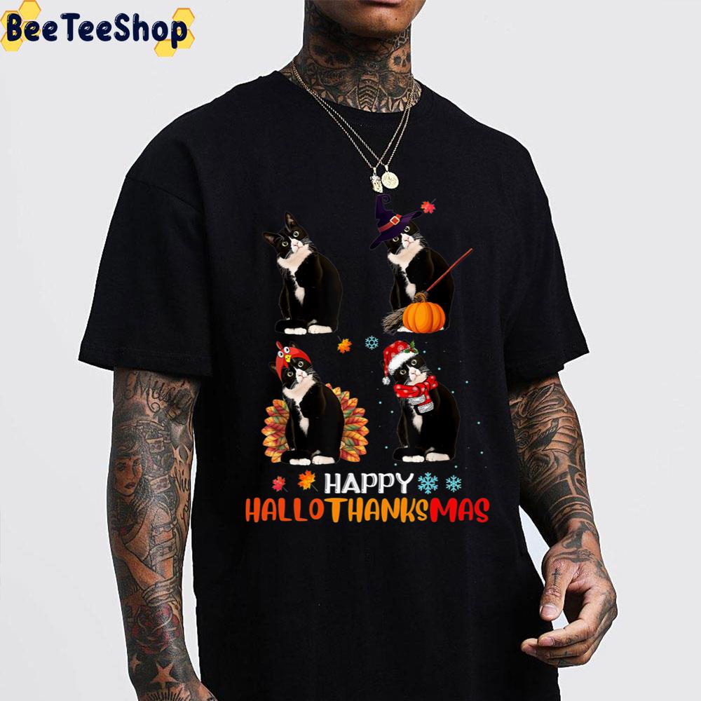 Halloween And Merry Christmas Tuxedo Cat Happy Hallothanksmas Trending Unisex Sweatshirt Halloween And Merry Christmas Tuxedo Cat Happy Hallothanksmas Trending Unisex Sweatshirt