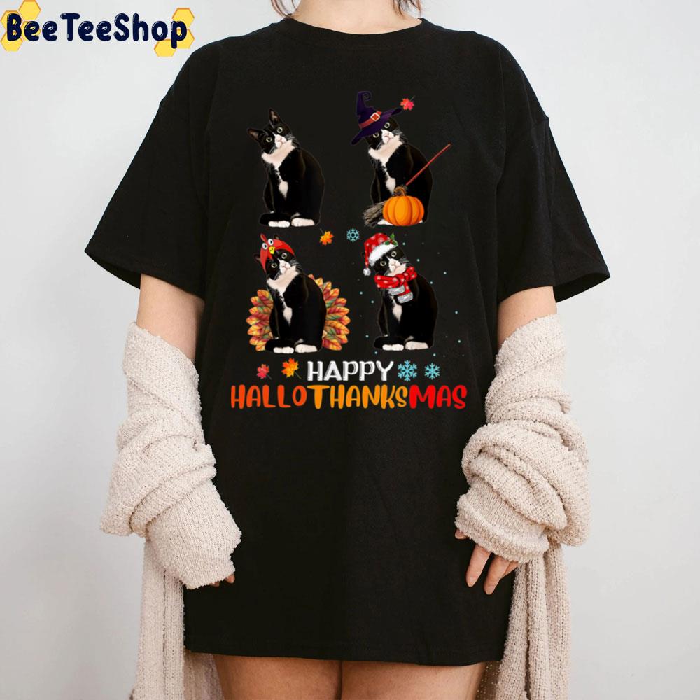 Halloween And Merry Christmas Tuxedo Cat Happy Hallothanksmas Trending Unisex Sweatshirt Halloween And Merry Christmas Tuxedo Cat Happy Hallothanksmas Trending Unisex Sweatshirt