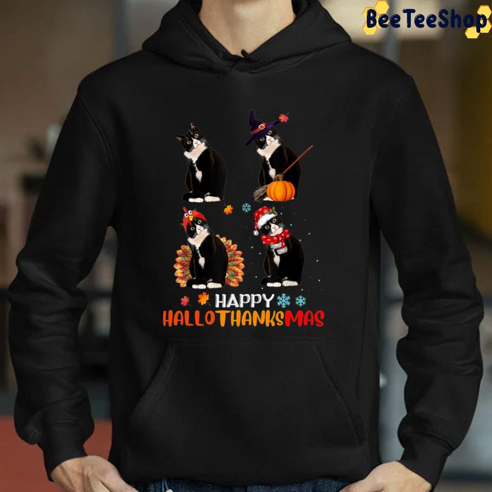 Halloween And Merry Christmas Tuxedo Cat Happy Hallothanksmas Trending Unisex Sweatshirt Halloween And Merry Christmas Tuxedo Cat Happy Hallothanksmas Trending Unisex Sweatshirt