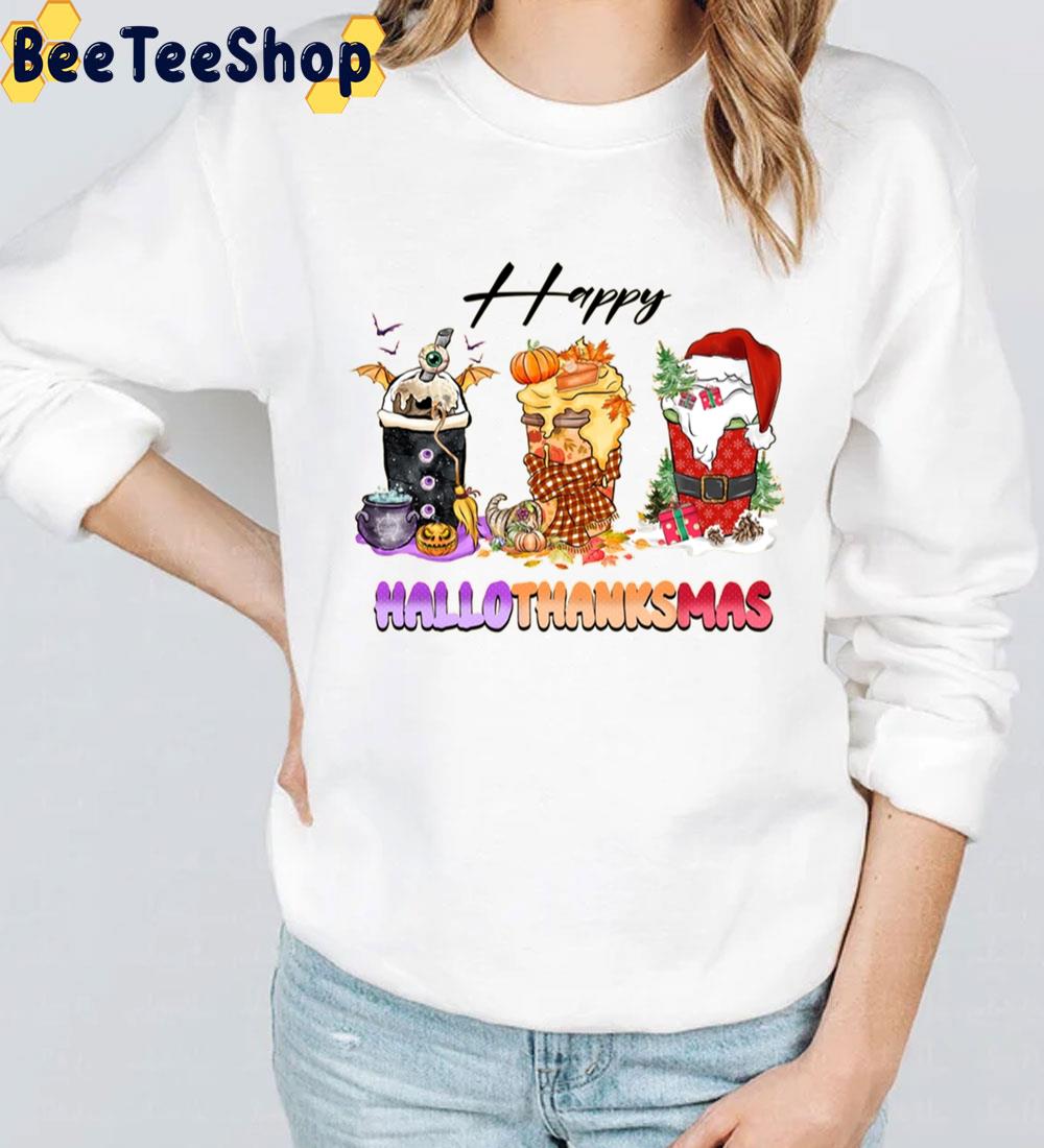 Happy Hallothanksmas Coffee Graphic Trending Unisex Sweatshirt Happy Hallothanksmas Coffee Graphic Trending Unisex Sweatshirt