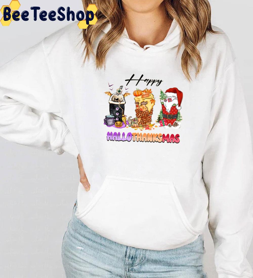 Happy Hallothanksmas Coffee Graphic Trending Unisex Sweatshirt Happy Hallothanksmas Coffee Graphic Trending Unisex Sweatshirt