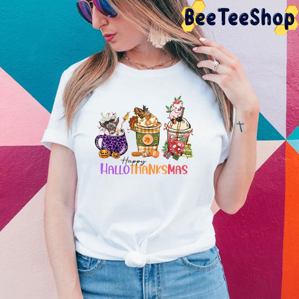 Happy Hallothanksmas Cow Chicken And Pig Coffee Cup Trending Unisex Sweatshirt Happy Hallothanksmas Cow Chicken And Pig Coffee Cup Trending Unisex Sweatshirt