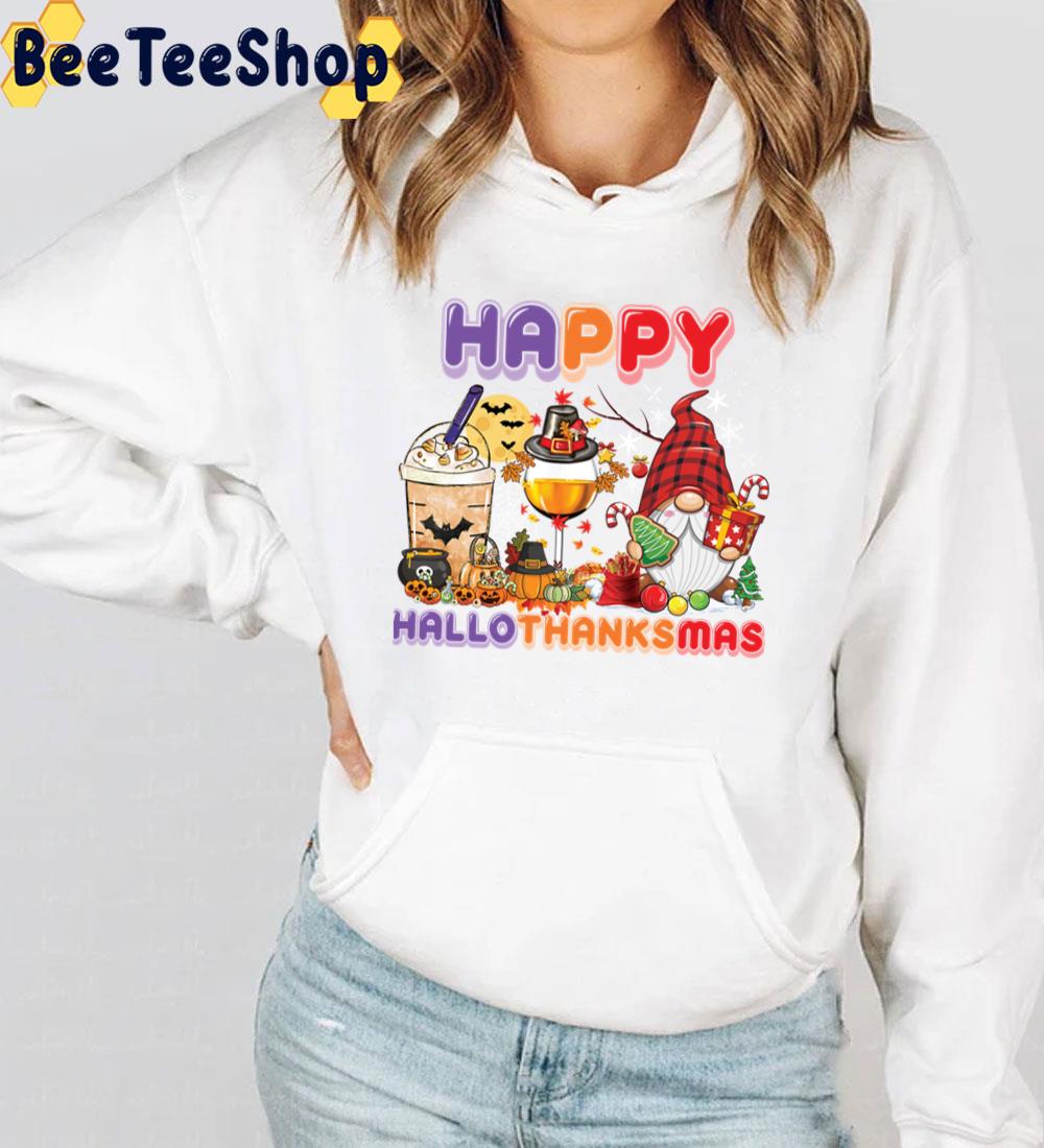 Happy Hallothanksmas Gnomes Wine Coffee Trending Unisex Sweatshirt Happy Hallothanksmas Gnomes Wine Coffee Trending Unisex Sweatshirt