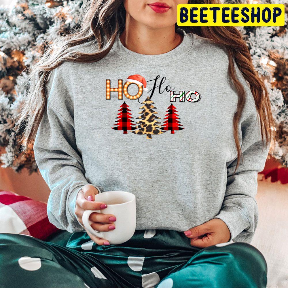 Ho Ho Ho Christmas Tree Leopard Pattern Trending Unisex Hoodie Ho Ho Ho Christmas Tree Leopard Pattern Trending Unisex Hoodie