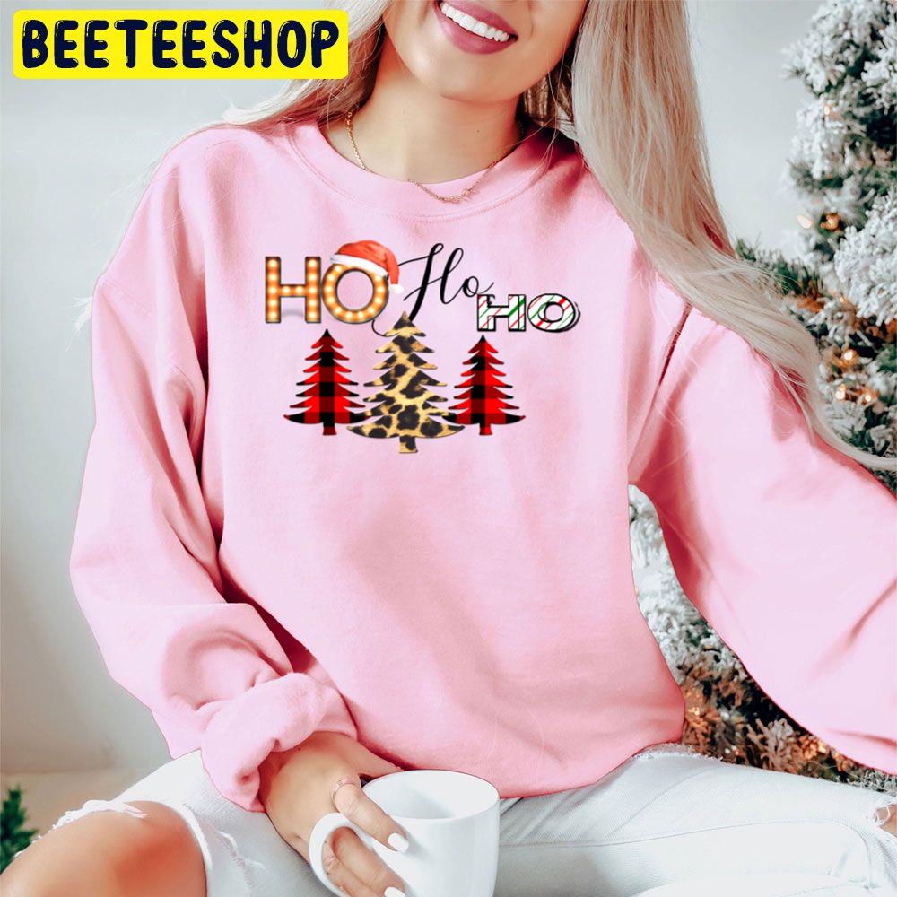 Ho Ho Ho Christmas Tree Leopard Pattern Trending Unisex Hoodie Ho Ho Ho Christmas Tree Leopard Pattern Trending Unisex Hoodie