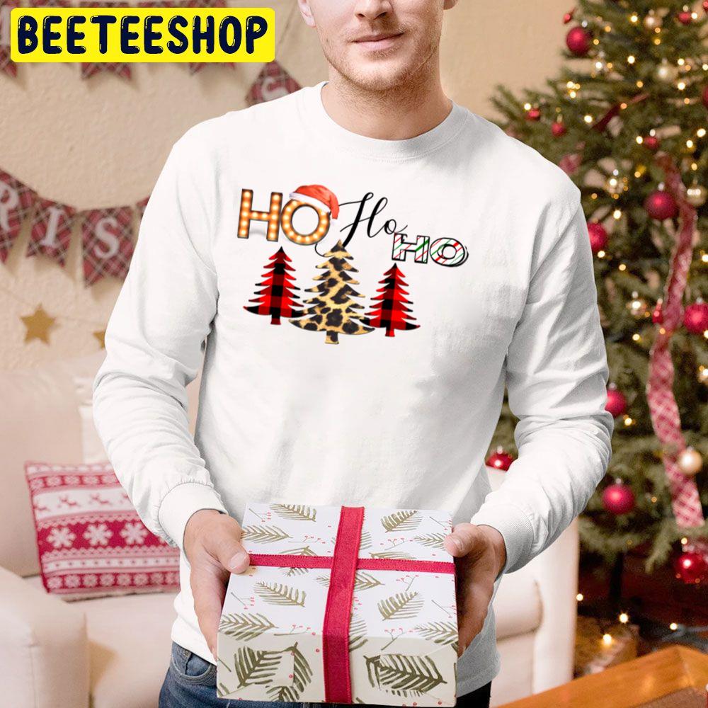 Ho Ho Ho Christmas Tree Leopard Pattern Trending Unisex Hoodie Ho Ho Ho Christmas Tree Leopard Pattern Trending Unisex Hoodie