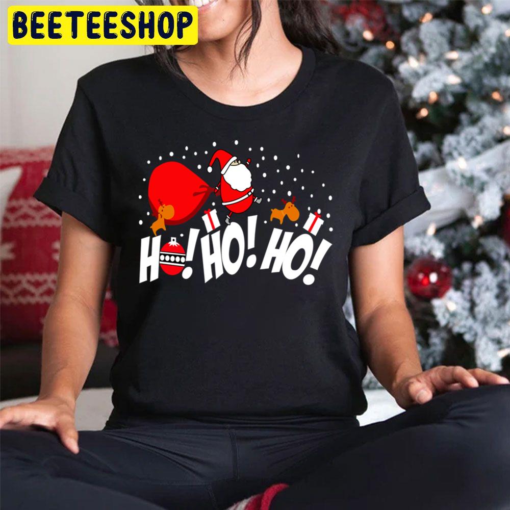 Ho Ho Ho Santa And Moose Christmas Trending Unisex Hoodie Ho Ho Ho Santa And Moose Christmas Trending Unisex Hoodie