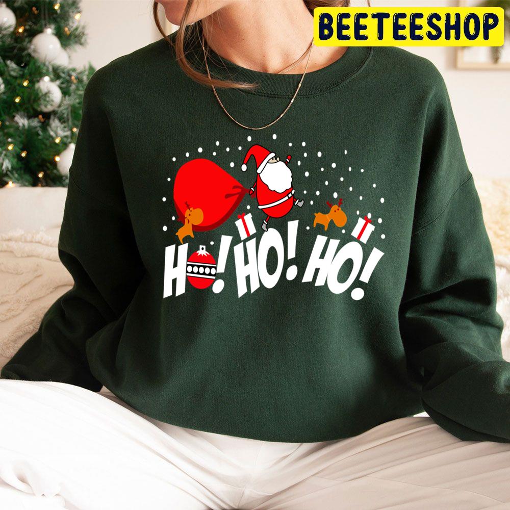 Ho Ho Ho Santa And Moose Christmas Trending Unisex Hoodie Ho Ho Ho Santa And Moose Christmas Trending Unisex Hoodie