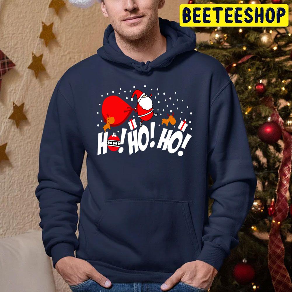 Ho Ho Ho Santa And Moose Christmas Trending Unisex Hoodie Ho Ho Ho Santa And Moose Christmas Trending Unisex Hoodie