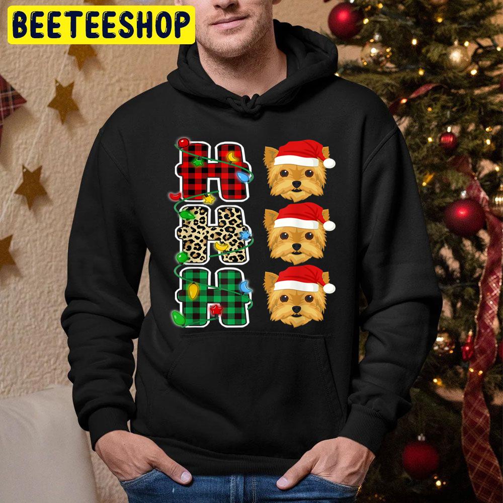 Ho Ho Ho Santa Hat Yorkie Leopard Christmas Pajama Trending Unisex Hoodie Ho Ho Ho Santa Hat Yorkie Leopard Christmas Pajama Trending Unisex Hoodie