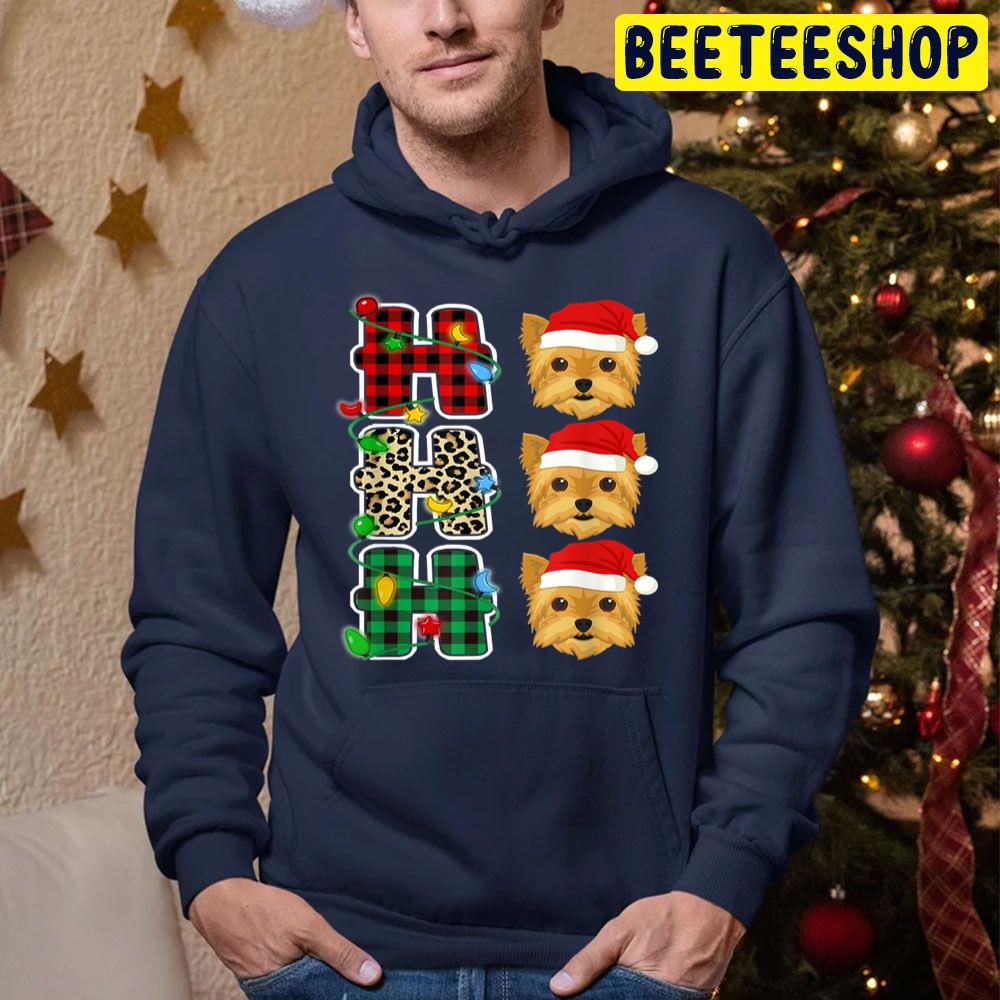 Ho Ho Ho Santa Hat Yorkie Leopard Christmas Pajama Trending Unisex Hoodie Ho Ho Ho Santa Hat Yorkie Leopard Christmas Pajama Trending Unisex Hoodie
