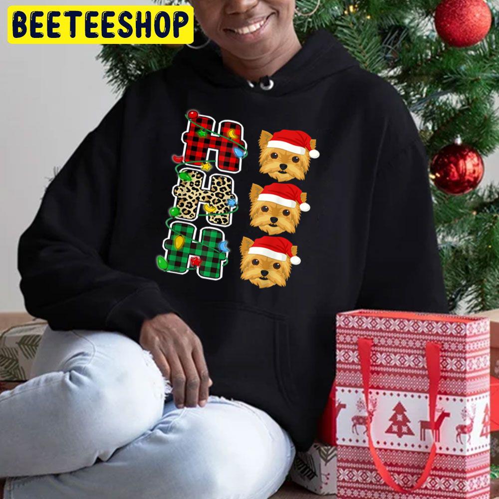 Ho Ho Ho Santa Hat Yorkie Leopard Christmas Pajama Trending Unisex Hoodie Ho Ho Ho Santa Hat Yorkie Leopard Christmas Pajama Trending Unisex Hoodie