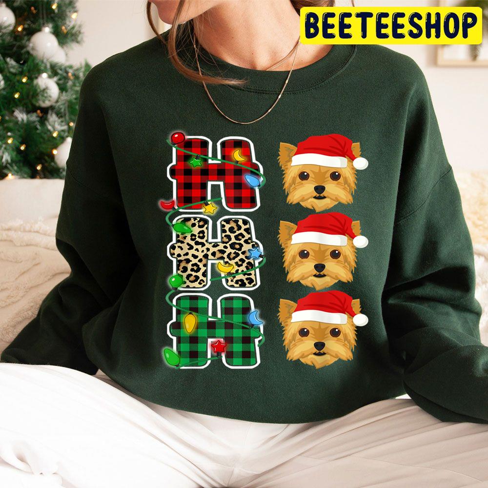 Ho Ho Ho Santa Hat Yorkie Leopard Christmas Pajama Trending Unisex Hoodie Ho Ho Ho Santa Hat Yorkie Leopard Christmas Pajama Trending Unisex Hoodie