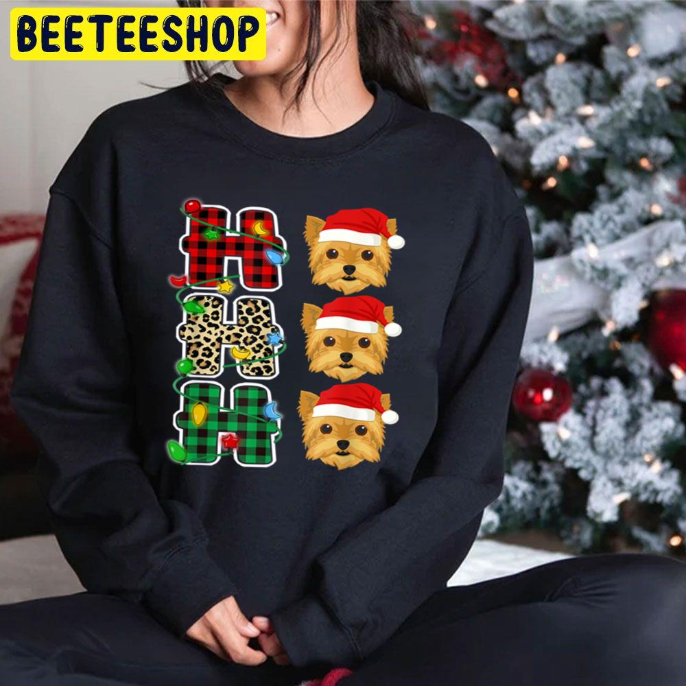 Ho Ho Ho Santa Hat Yorkie Leopard Christmas Pajama Trending Unisex Hoodie Ho Ho Ho Santa Hat Yorkie Leopard Christmas Pajama Trending Unisex Hoodie