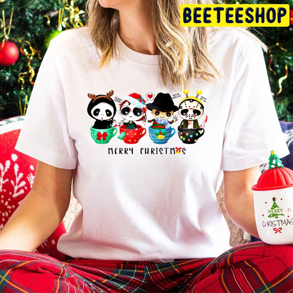 Horror Movie Characters Merry Christmas Coffee Trending Unisex Hoodie Horror Movie Characters Merry Christmas Coffee Trending Unisex Hoodie