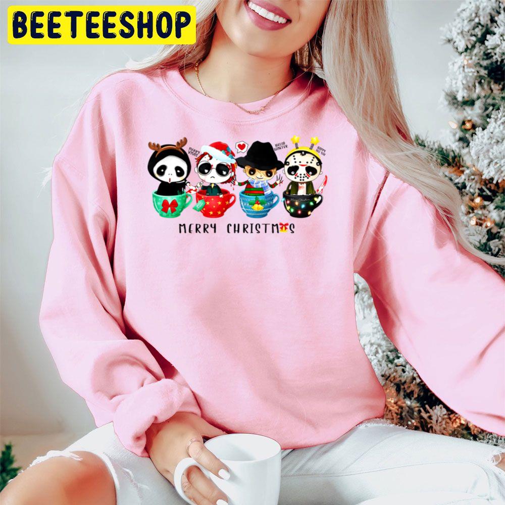 Horror Movie Characters Merry Christmas Coffee Trending Unisex Hoodie Horror Movie Characters Merry Christmas Coffee Trending Unisex Hoodie