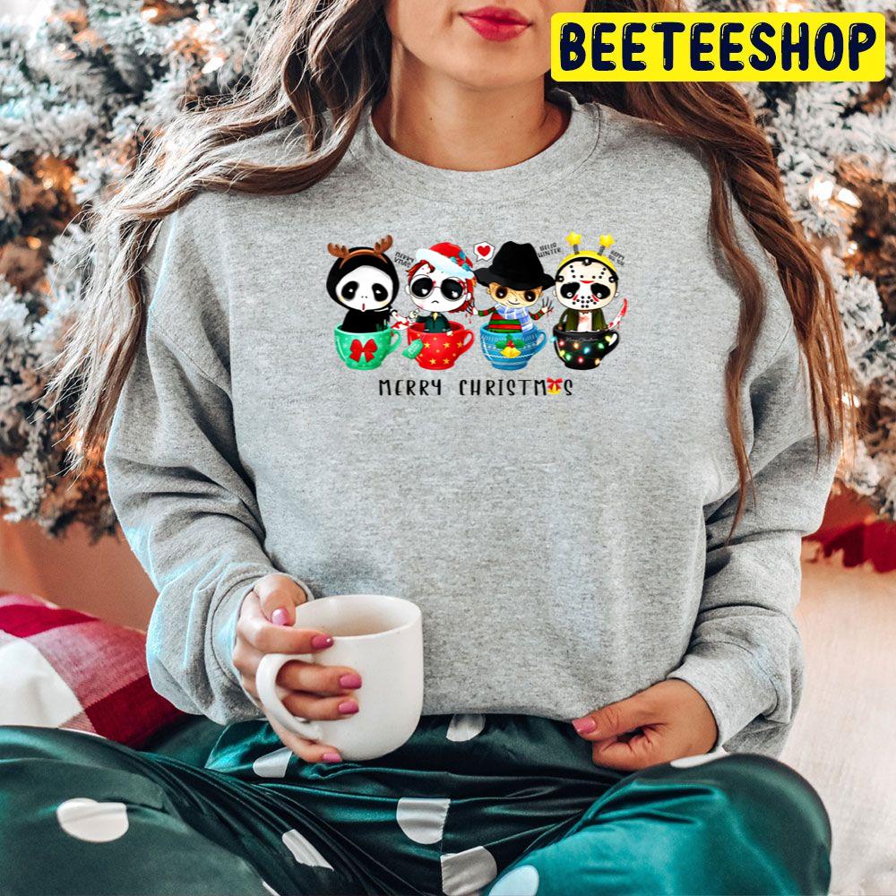 Horror Movie Characters Merry Christmas Coffee Trending Unisex Hoodie Horror Movie Characters Merry Christmas Coffee Trending Unisex Hoodie