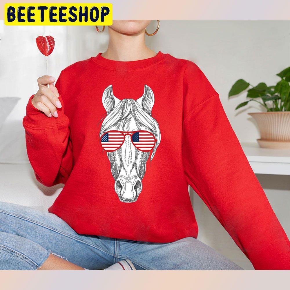 Horse Wearing American Flag Sunglasses 4th Of Trending Unisex Sweatshirt Horse Wearing American Flag Sunglasses 4th Of Trending Unisex Sweatshirt