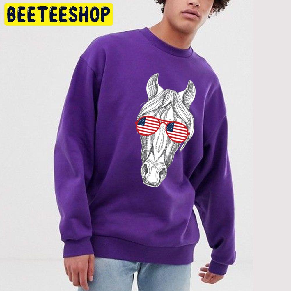 Horse Wearing American Flag Sunglasses 4th Of Trending Unisex Sweatshirt Horse Wearing American Flag Sunglasses 4th Of Trending Unisex Sweatshirt