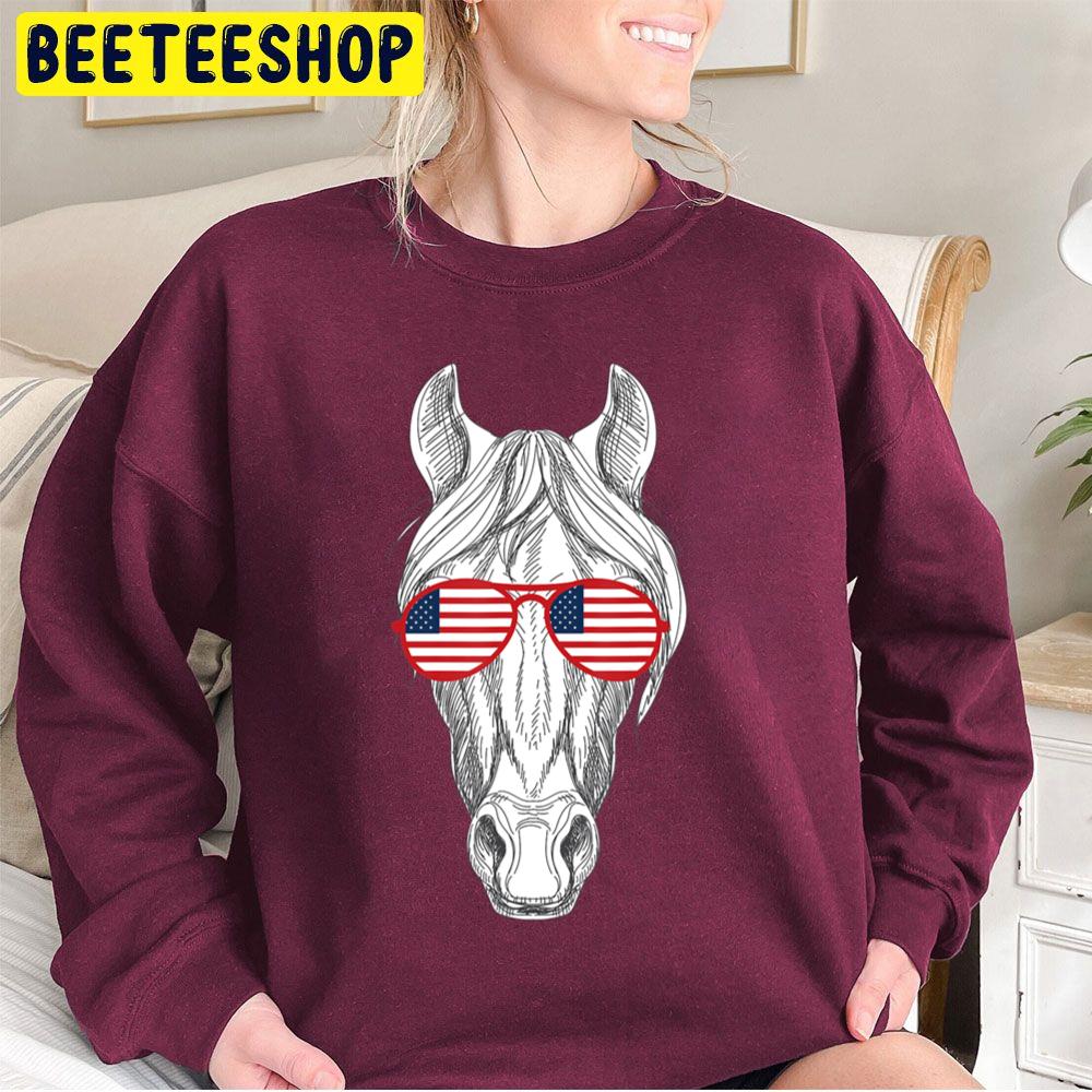 Horse Wearing American Flag Sunglasses 4th Of Trending Unisex Sweatshirt Horse Wearing American Flag Sunglasses 4th Of Trending Unisex Sweatshirt