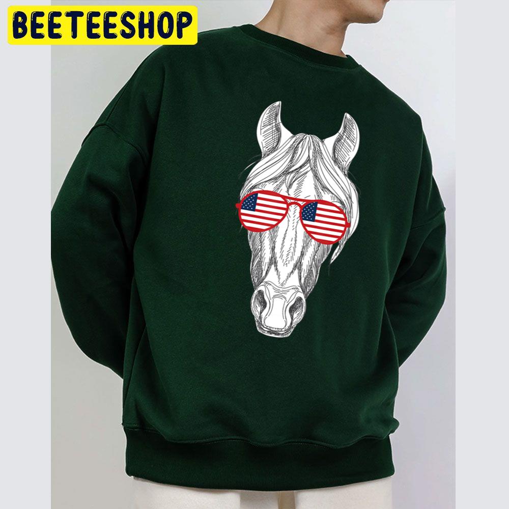 Horse Wearing American Flag Sunglasses 4th Of Trending Unisex Sweatshirt Horse Wearing American Flag Sunglasses 4th Of Trending Unisex Sweatshirt