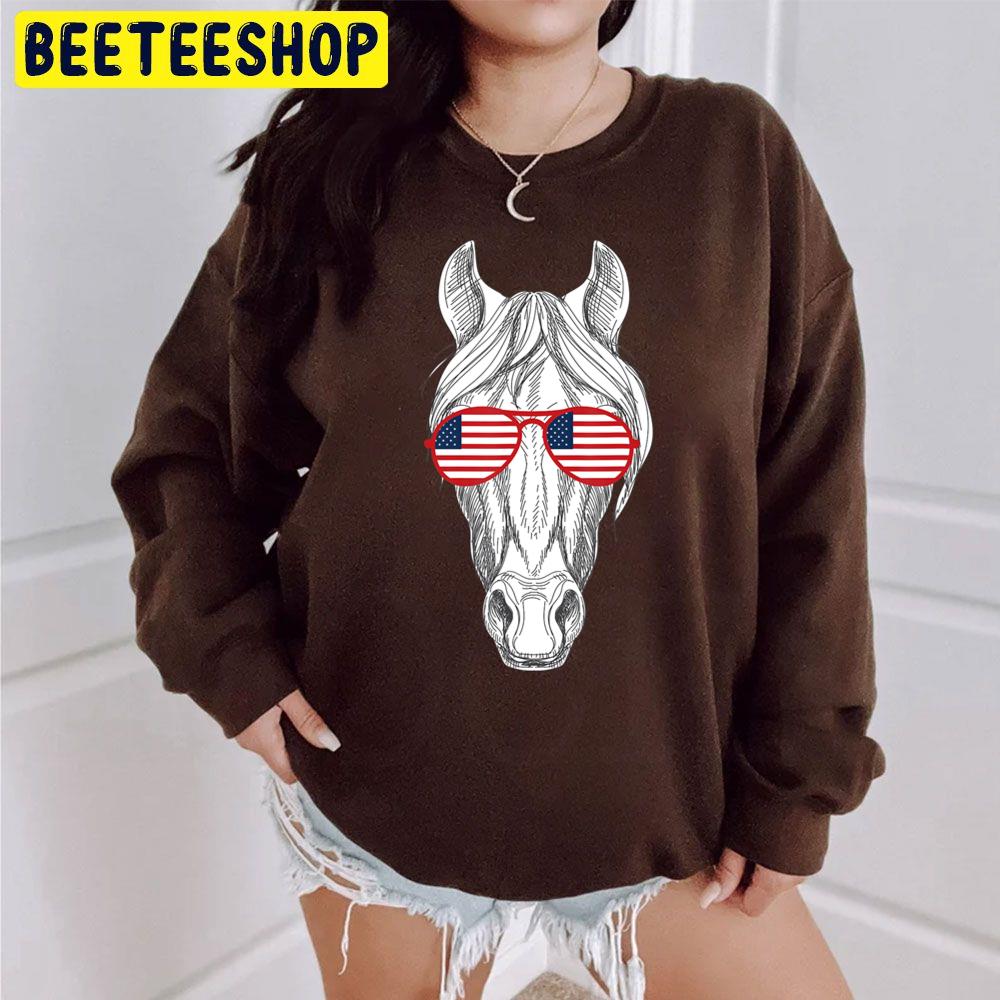 Horse Wearing American Flag Sunglasses 4th Of Trending Unisex Sweatshirt Horse Wearing American Flag Sunglasses 4th Of Trending Unisex Sweatshirt
