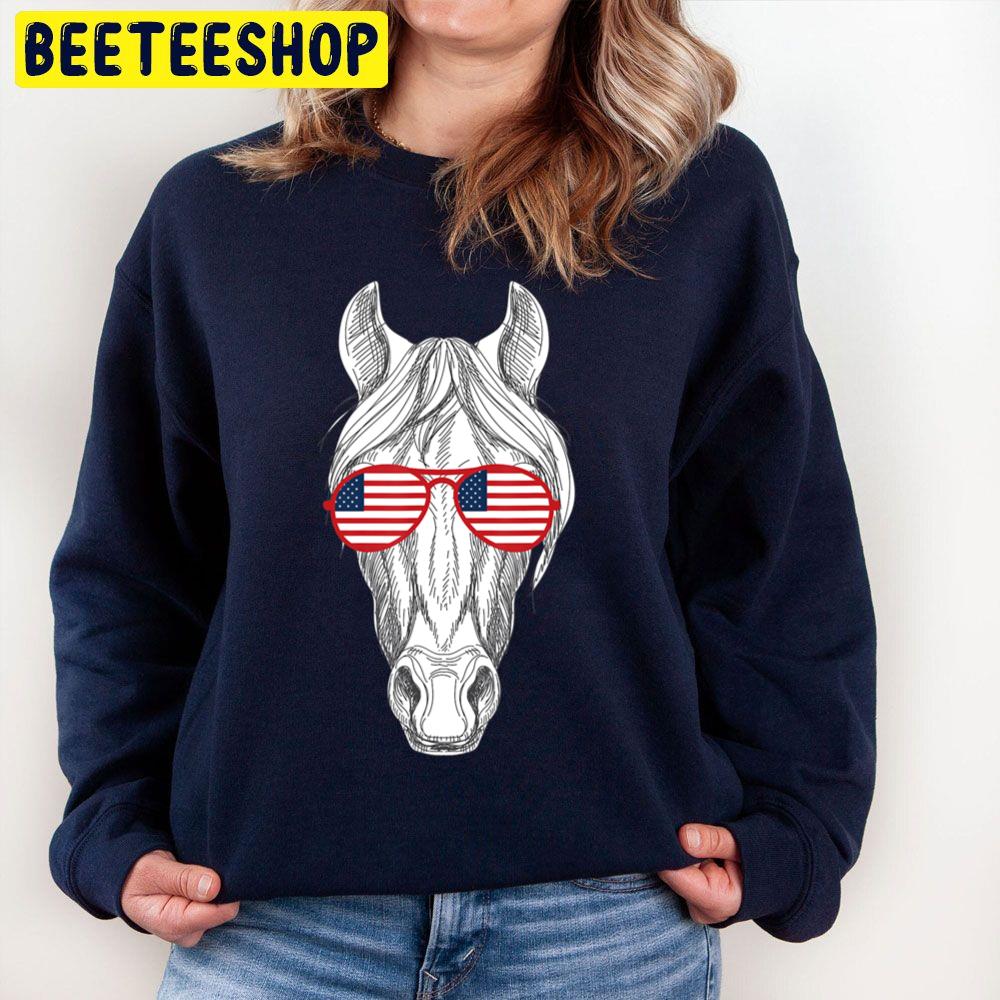 Horse Wearing American Flag Sunglasses 4th Of Trending Unisex Sweatshirt Horse Wearing American Flag Sunglasses 4th Of Trending Unisex Sweatshirt