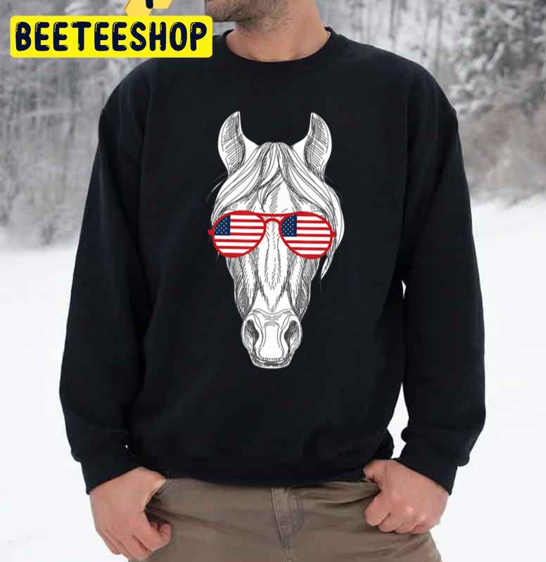 Horse Wearing American Flag Sunglasses 4th Of Trending Unisex Sweatshirt Horse Wearing American Flag Sunglasses 4th Of Trending Unisex Sweatshirt