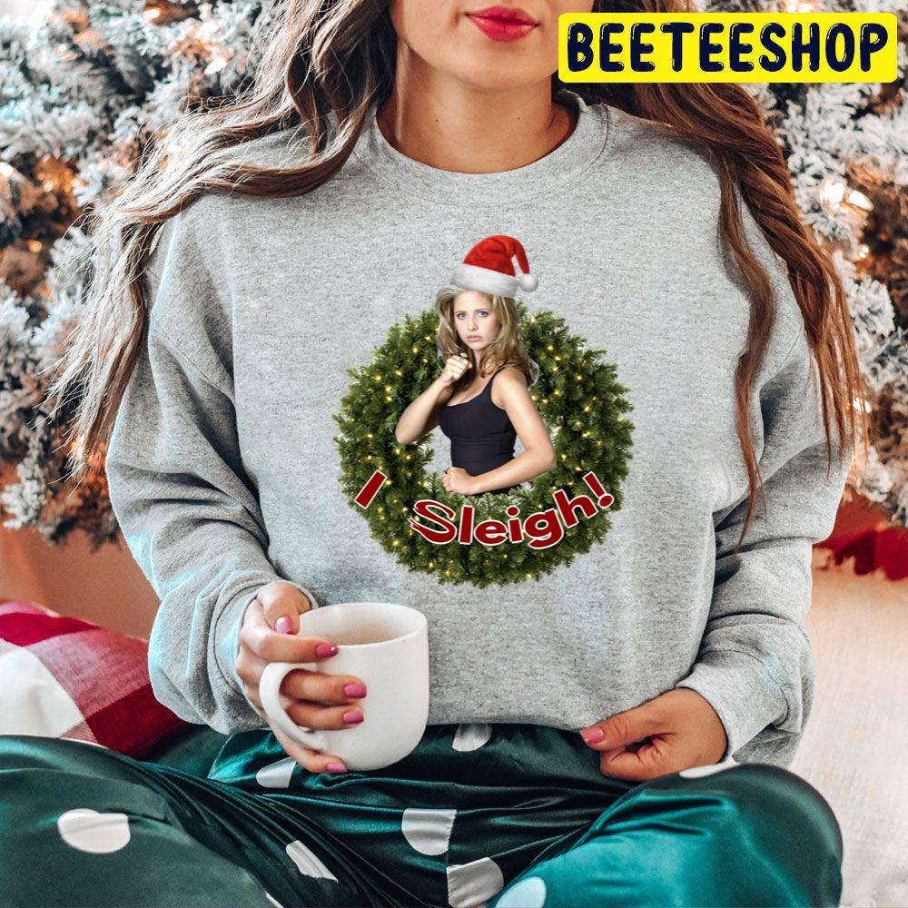I Sleigh A Very Buffy Christmas Trending Unisex Hoodie I Sleigh A Very Buffy Christmas Trending Unisex Hoodie