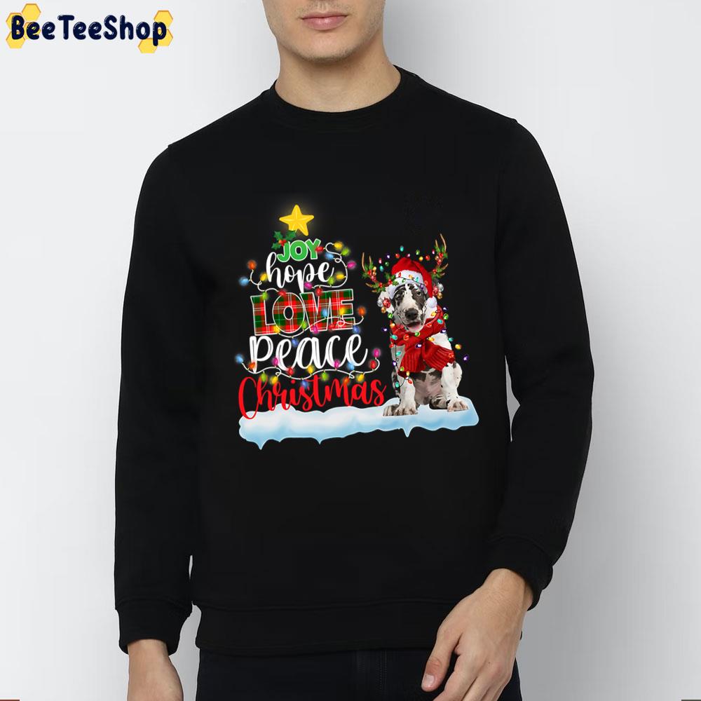 Joy Hope Love Peace Christmas Great Dane Santa Hat Reindeer Trending Unisex Sweatshirt Joy Hope Love Peace Christmas Great Dane Santa Hat Reindeer Trending Unisex Sweatshirt