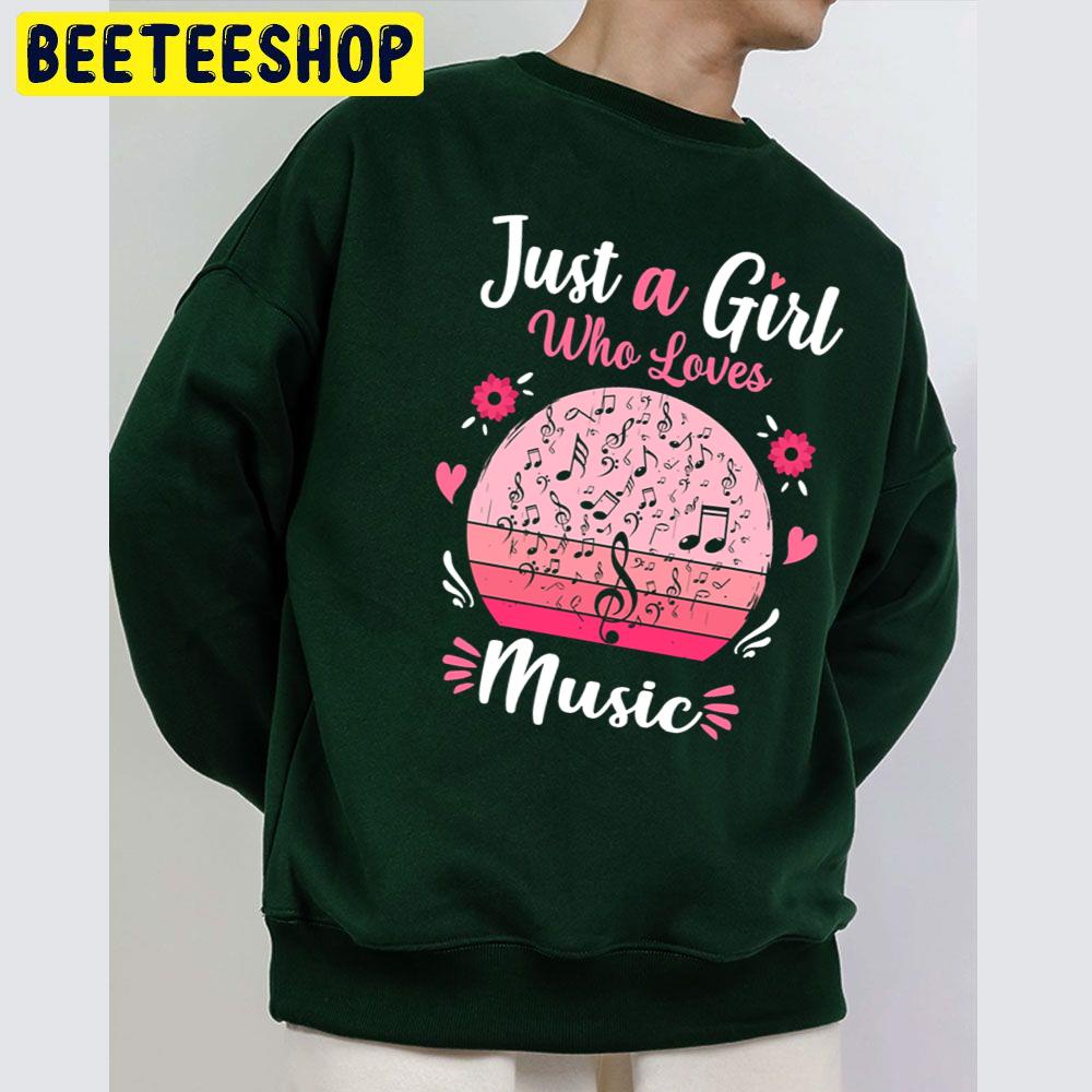 Just A Girl Who Loves Music Pink Retro Vintage Trending Unisex Sweatshirt Just A Girl Who Loves Music Pink Retro Vintage Trending Unisex Sweatshirt